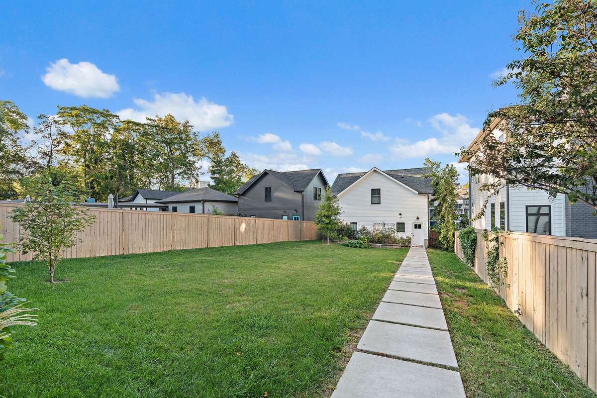 Large privacy fenced backyard connects to the alley access garage.