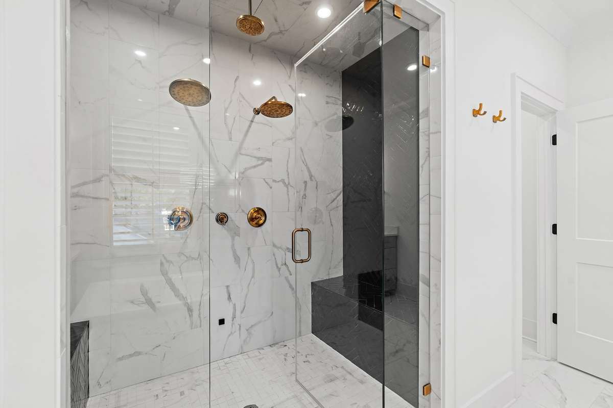 Walk in steam shower.