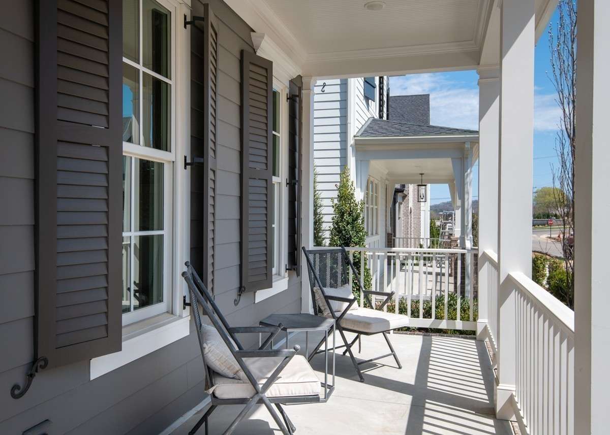 Cozy covered front porch.