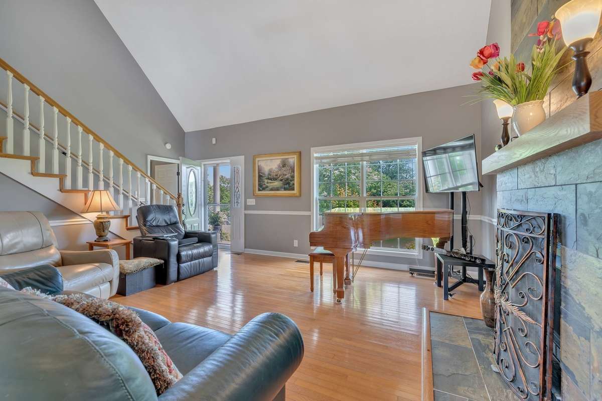 View from the Kitchen into the Living Room.