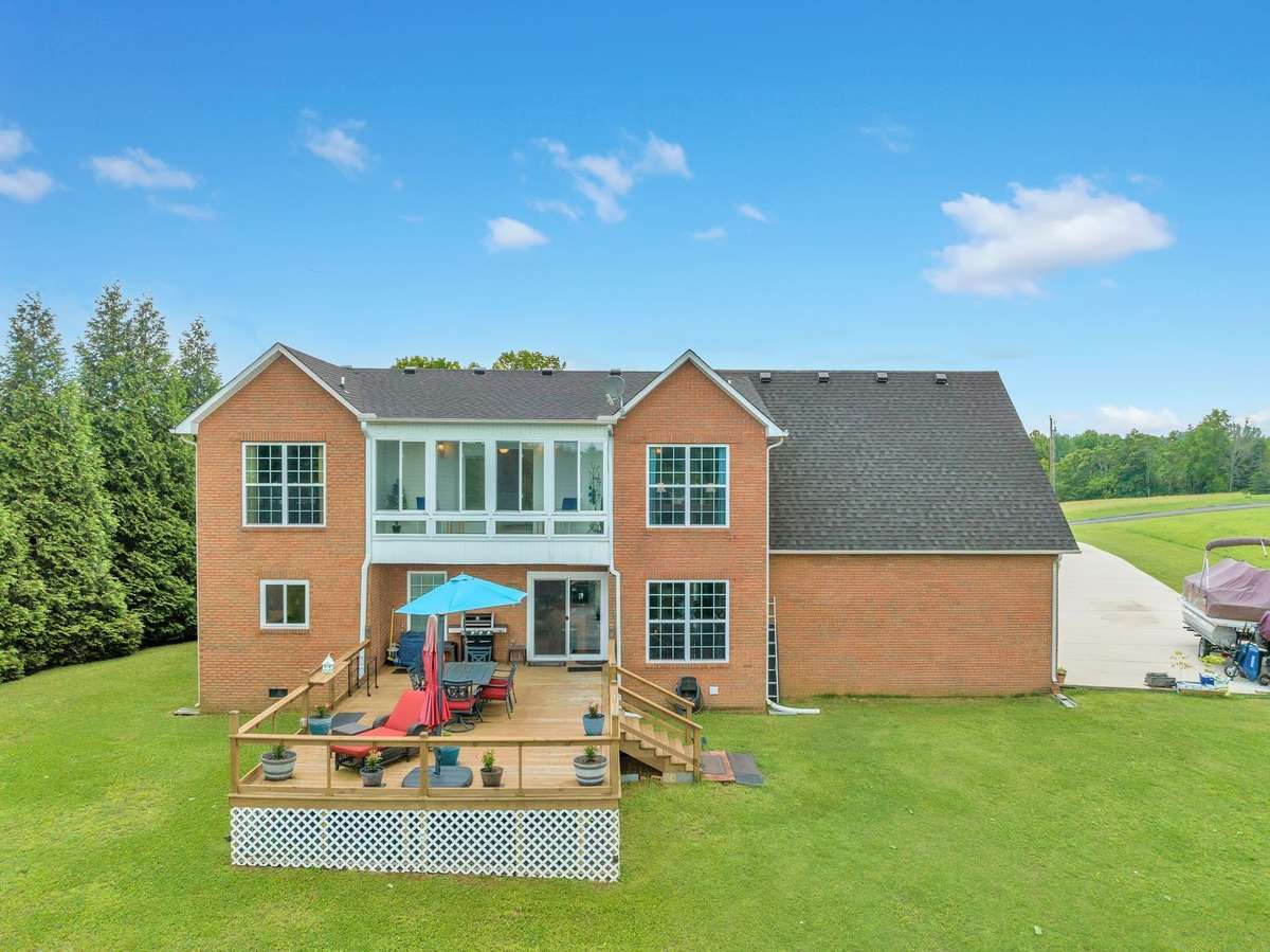 Drone footage of behind the home.