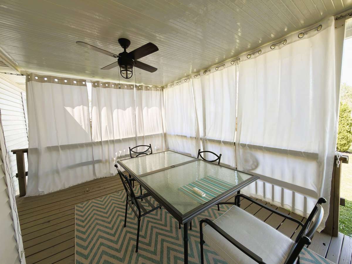 Sun curtains allow for privacy while enjoying the outdoors