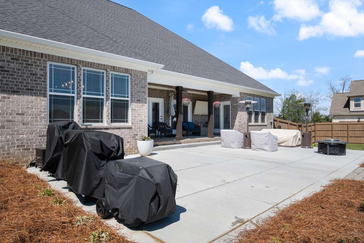 Patio area behind the house.
