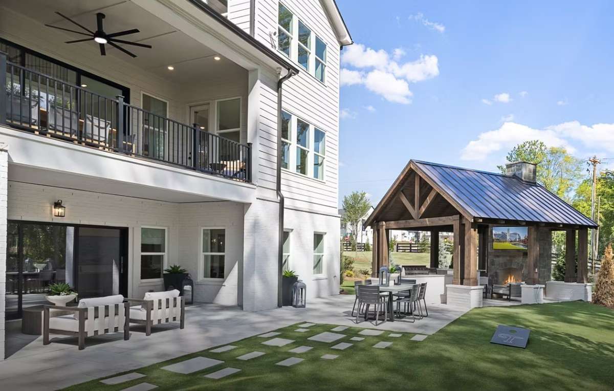 This photo comes from another Toll Brothers homes and to help a buyer envision the back of the home and space.