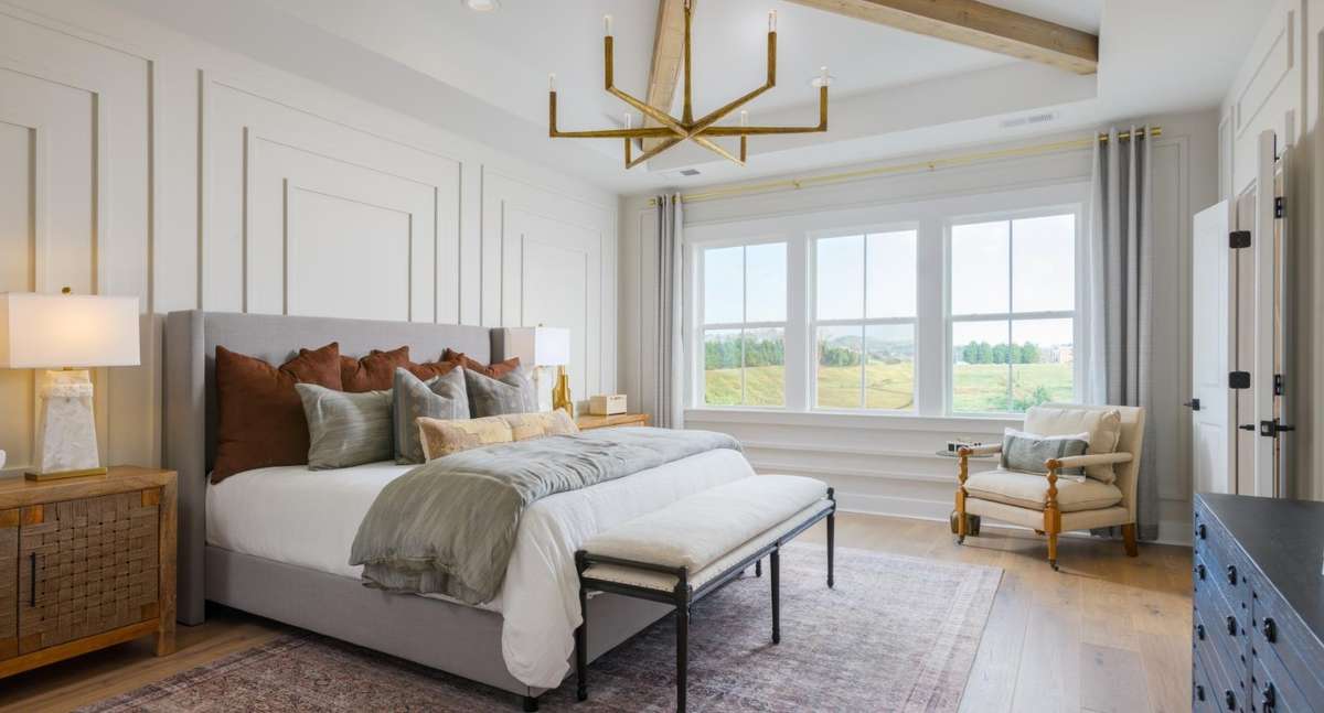 One of Toll Brothers lovely primary bedrooms to assist in a buyer's ability to image what their retreat could be.
