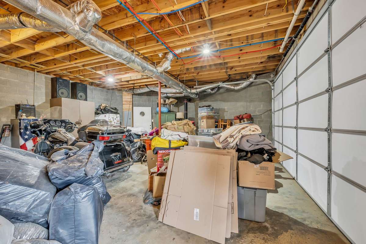 Full basement.  Garage door is 8 X16!
