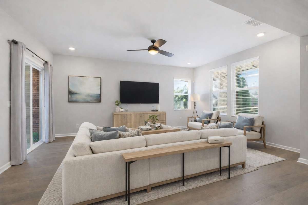 * Virtually staged living room.