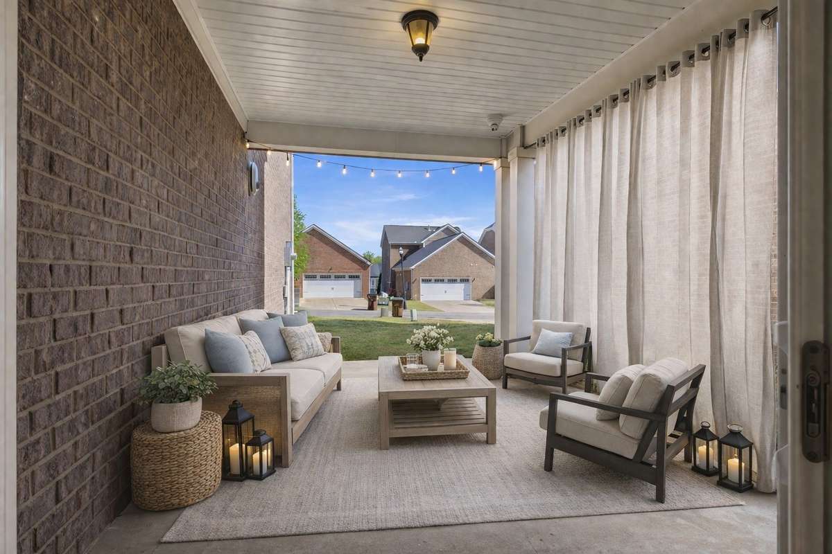 * Virtually staged side patio.