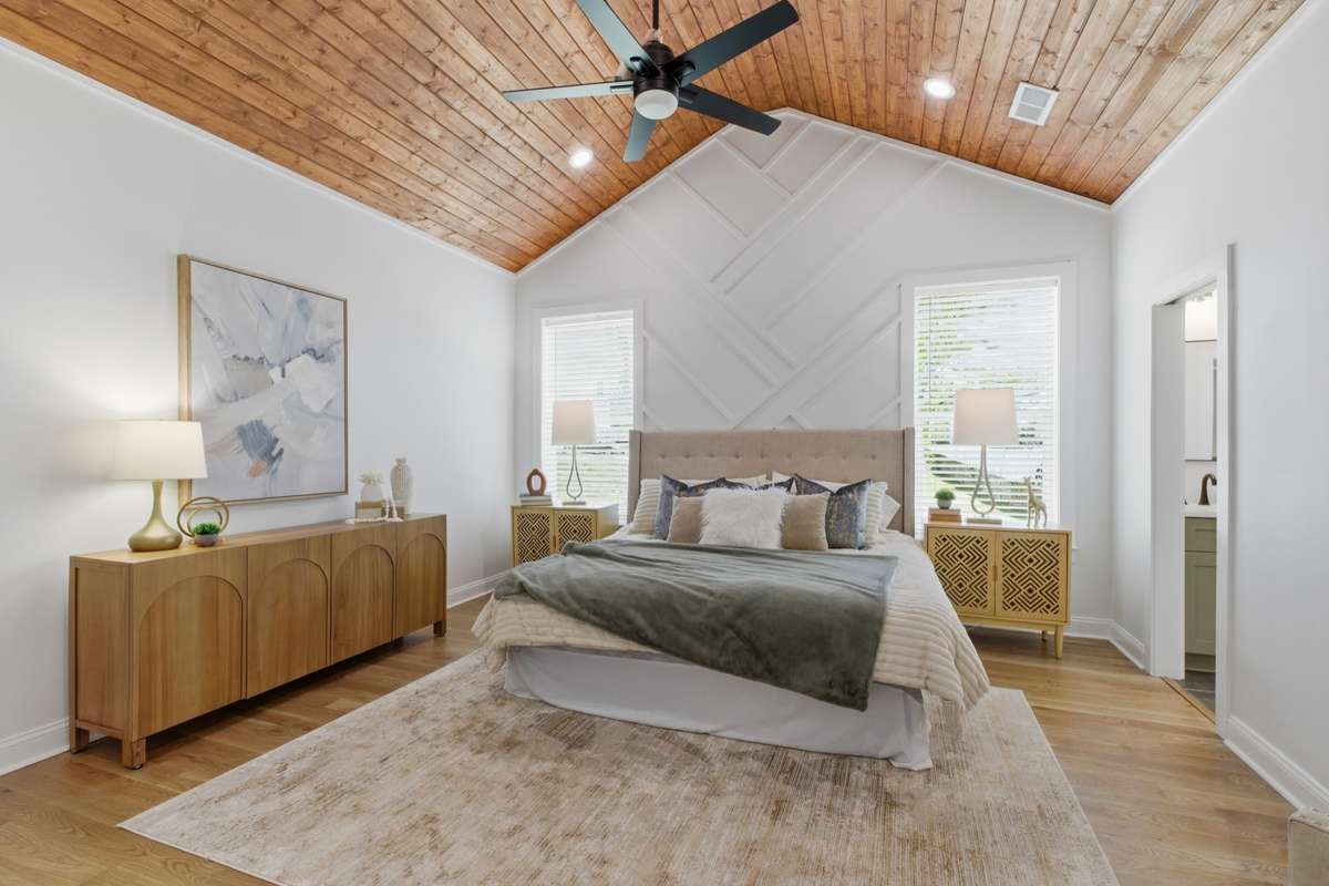 Owner's Suite with Vaulted Beadboard Ceiling.