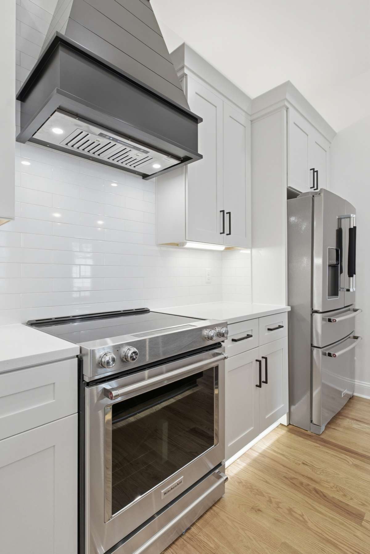 Kick toe lighting and under cabinet lighting.