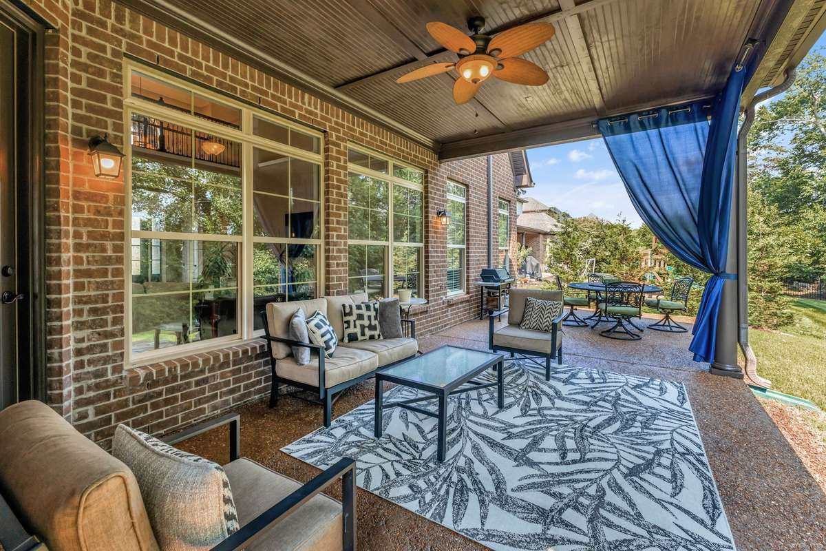 Covered back patio has gas hookup