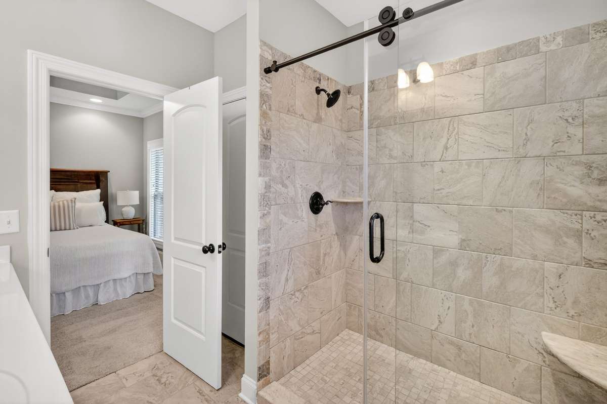 Upgraded glass doors for tile shower
