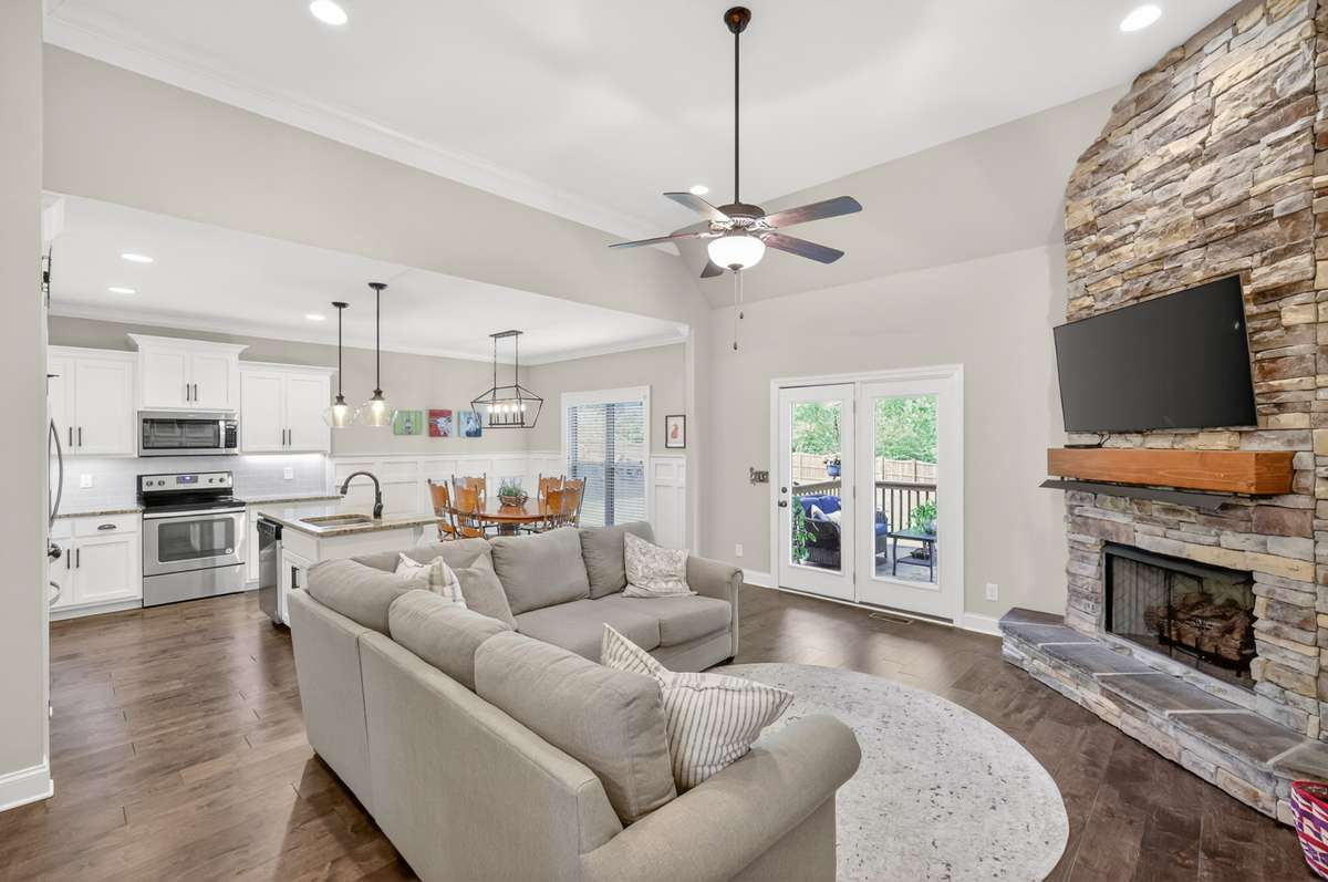 Family room open to the kitchen