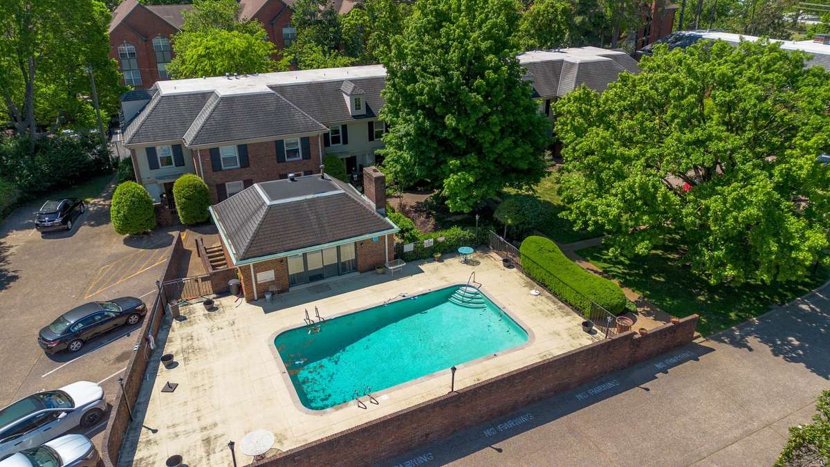 Areal view of the community pool (which has not opened yet)
