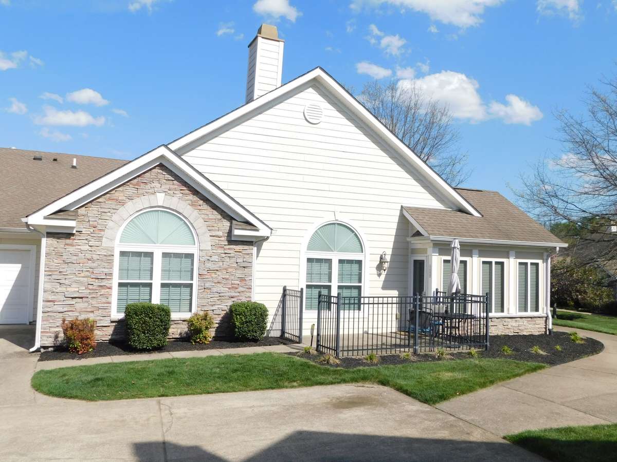 Attractive Trend Setting Stone exterior, Gated Patio,  Airy Sunroom All Blinds remain, a choice
 of Furniture