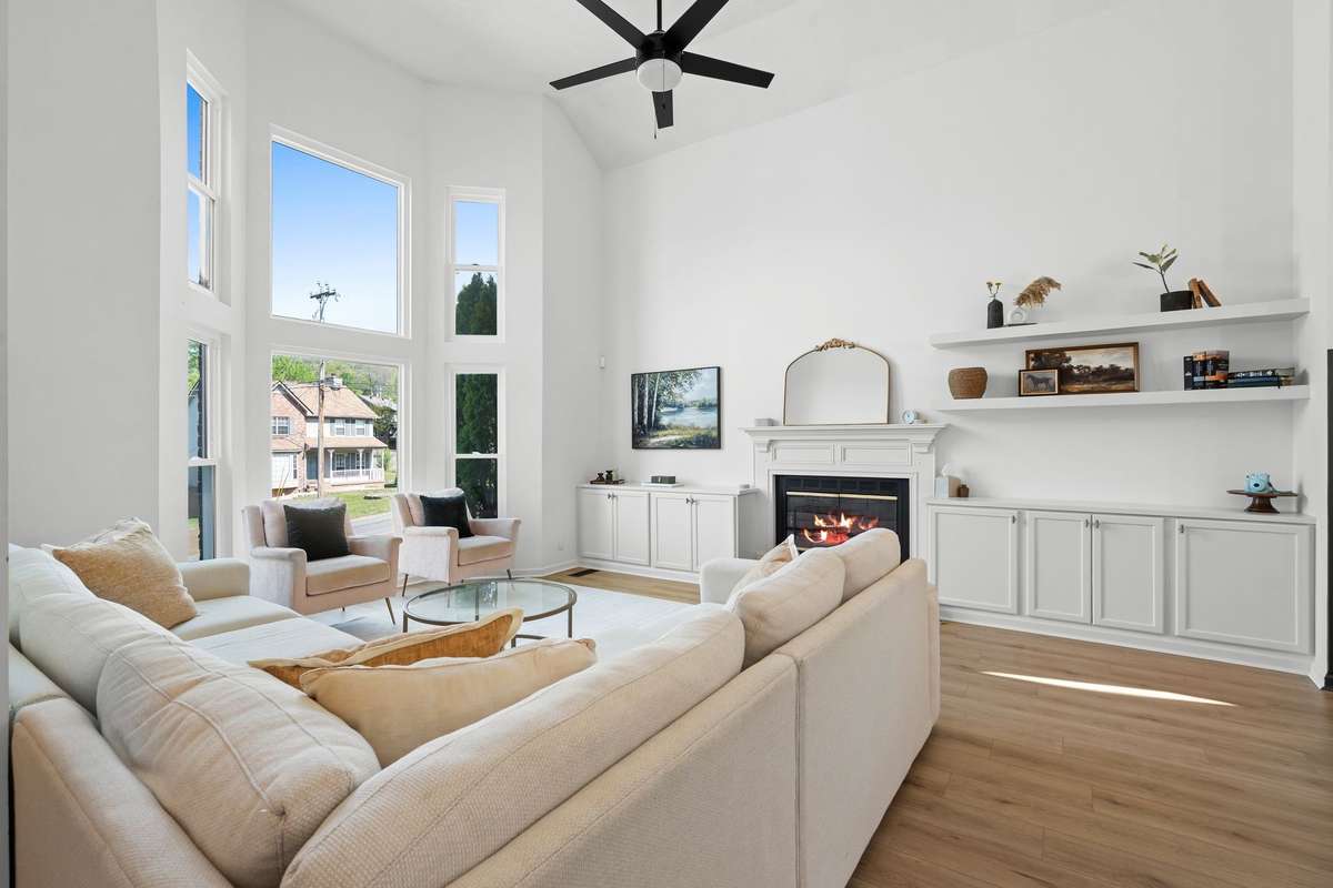 custom built-ins | new floors | new windows