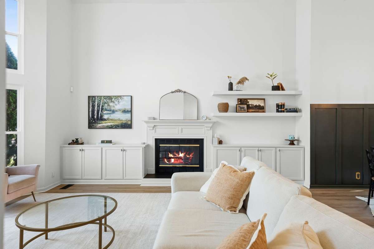 custom built-ins | gas or wood burning fireplace (fire added virtually)