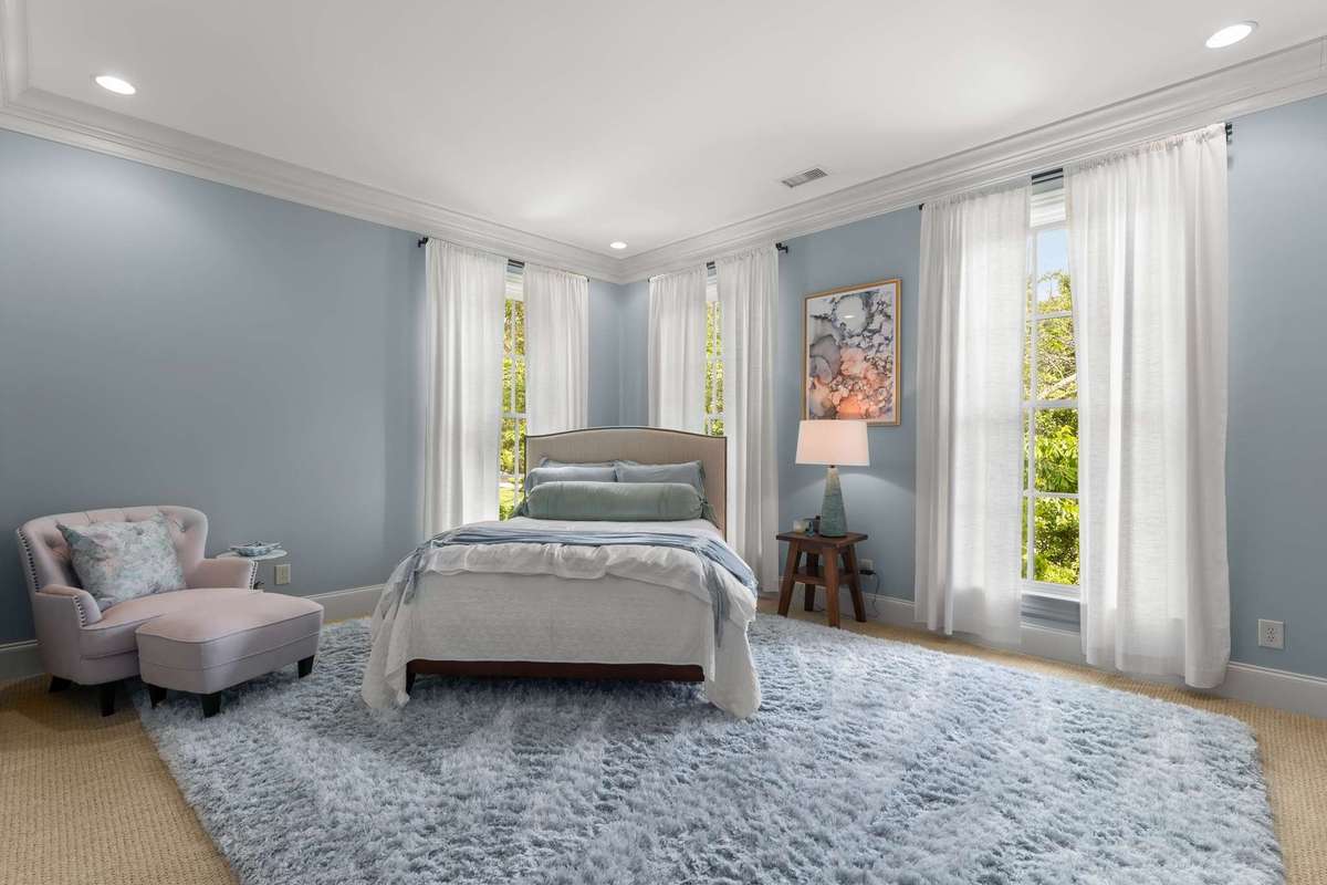 This pretty blue guest suite upstairs...