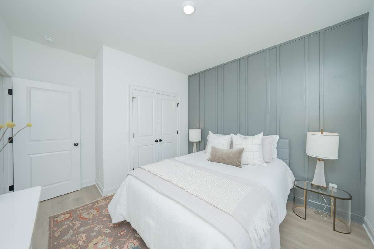 Board and batten trim work on accent wall