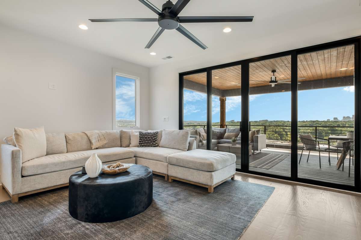 Flexible upstairs living space offers endless possibilities: theater room, lounge, game room, or retreat.