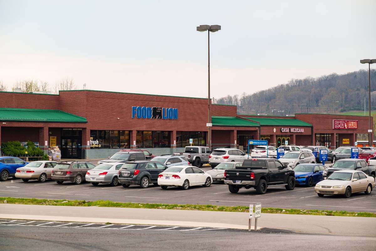 Shopping Center across street from the city lake area