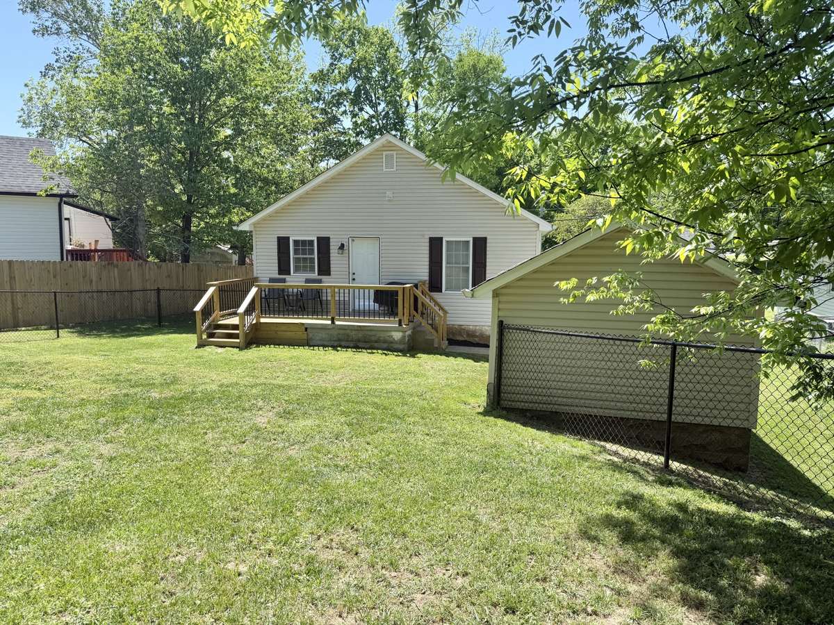 Fenced backyard.