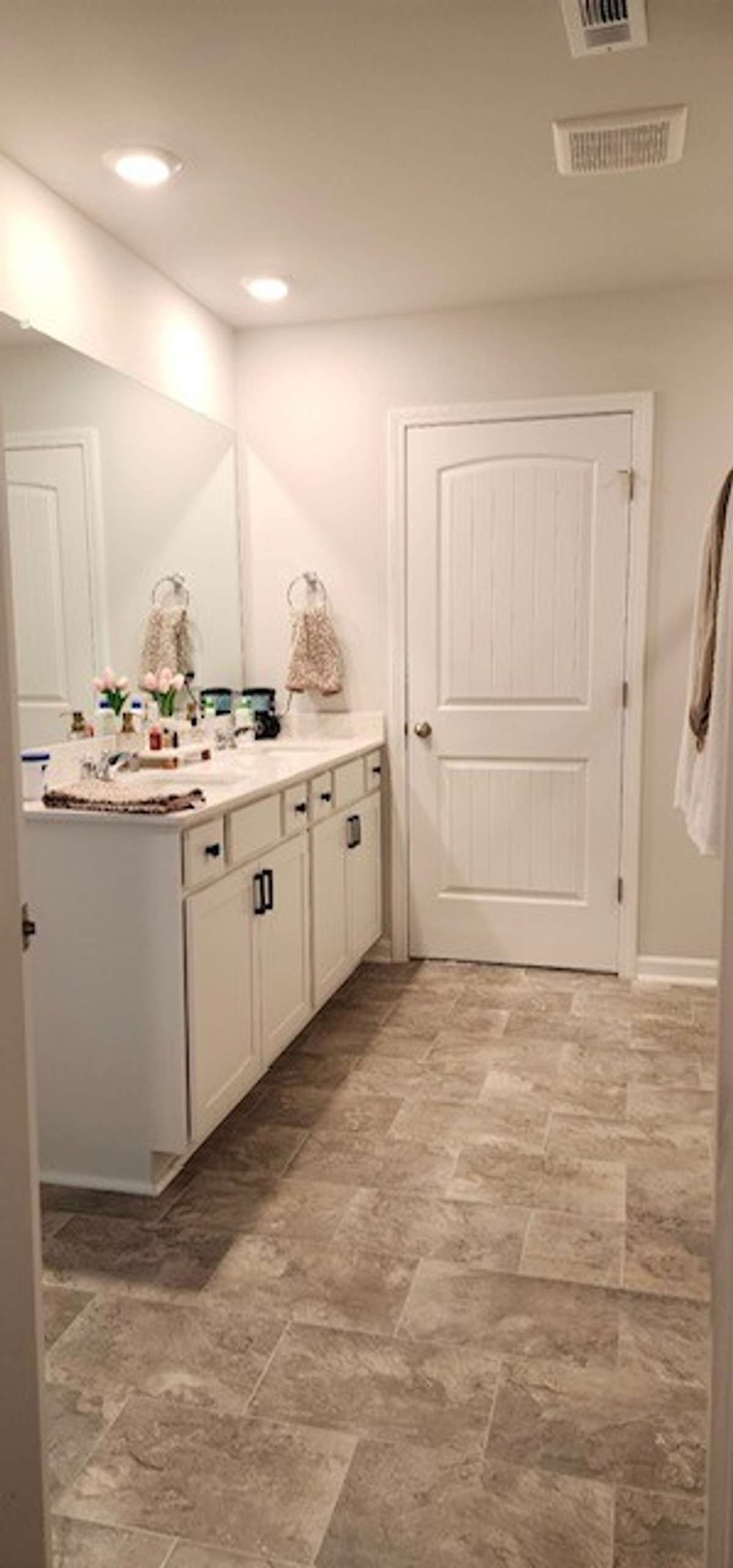 principal full bath glass shower and separate walking closets and private toilet