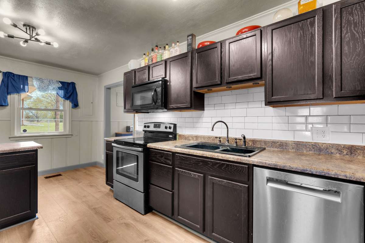 Stylish subway tile backsplash