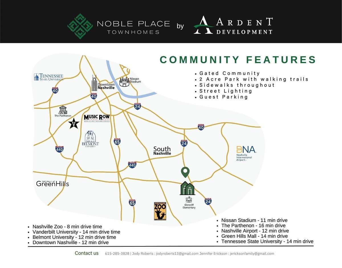 Centrally Located, 10 Minutes from Downtown, Green Hills, and Brentwood.