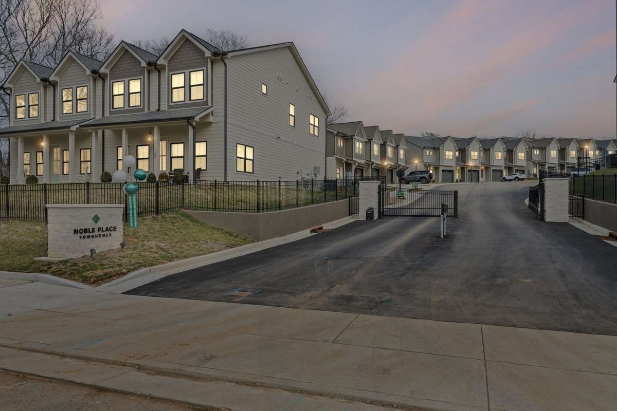 Evening at Noble Place Townhomes.