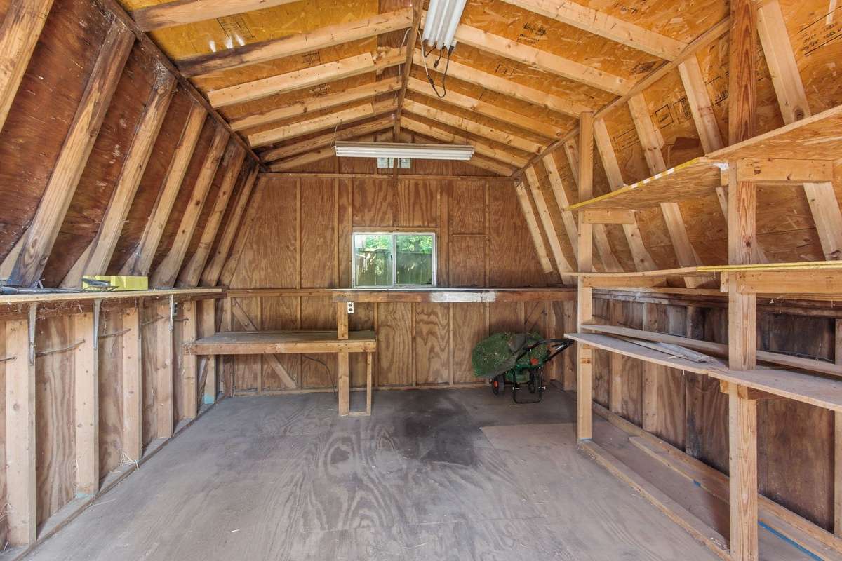 Shed offers shelving and dry storage
