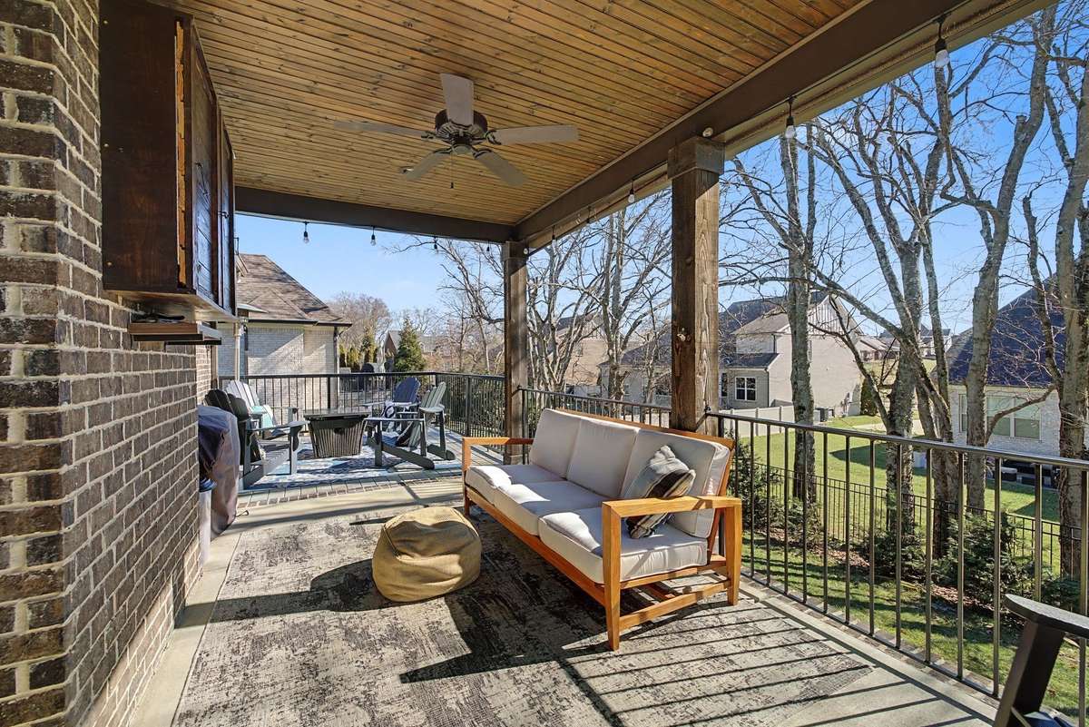 The current homeowners extended the porch to add the additional deck.