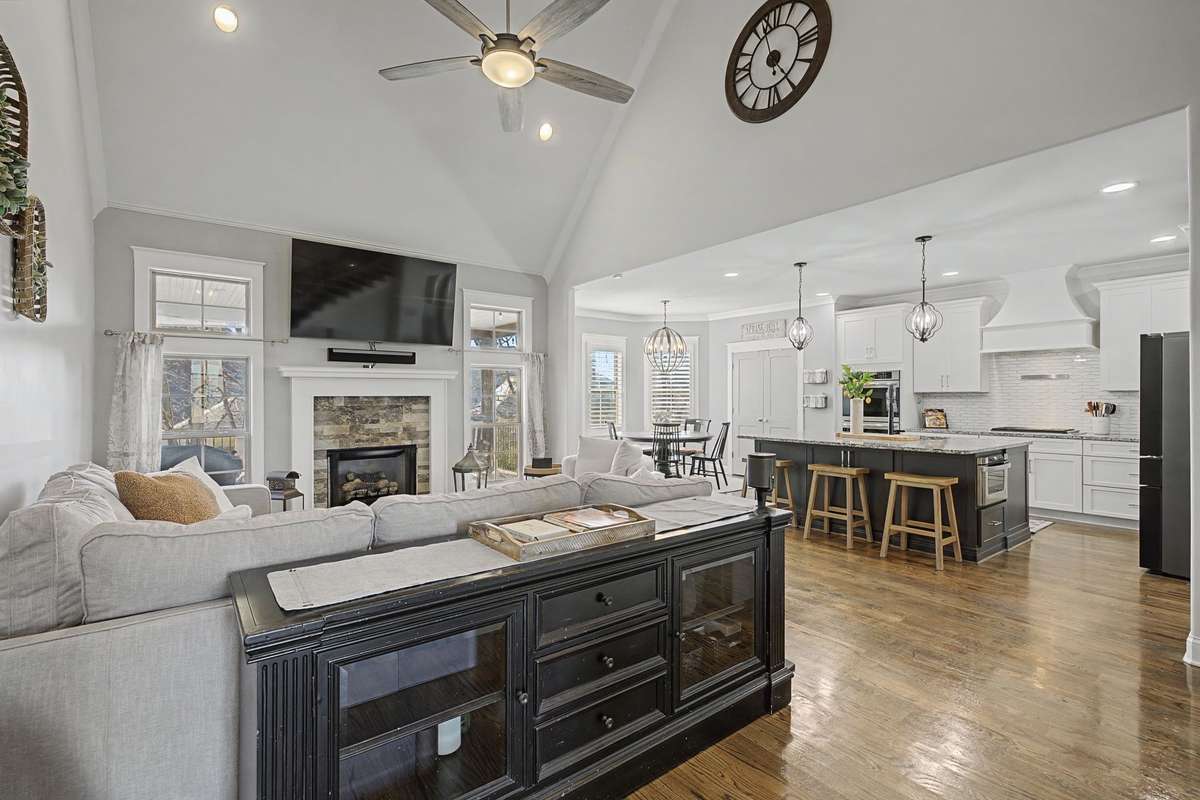 Open concept living with an abundance of natural light.