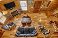 Looking down from loft