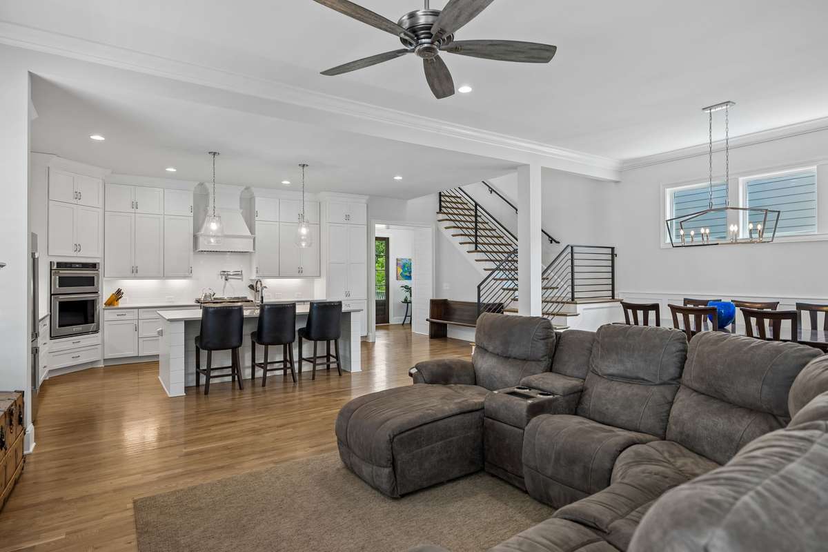 Large, open kitchen seamlessly connects to the family room and dining space.