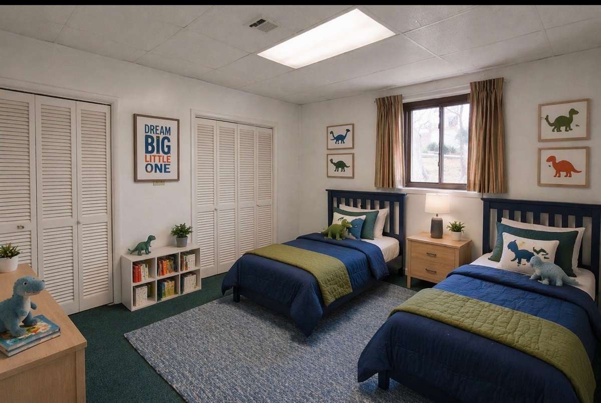 Virtually staged downstairs 2nd bedroom