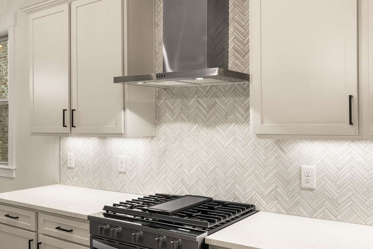 Gas range with convection oven.