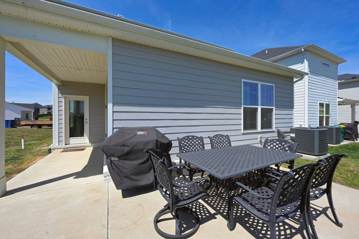 You have a covered porch that opens to another patio thats perfect for grilling out
