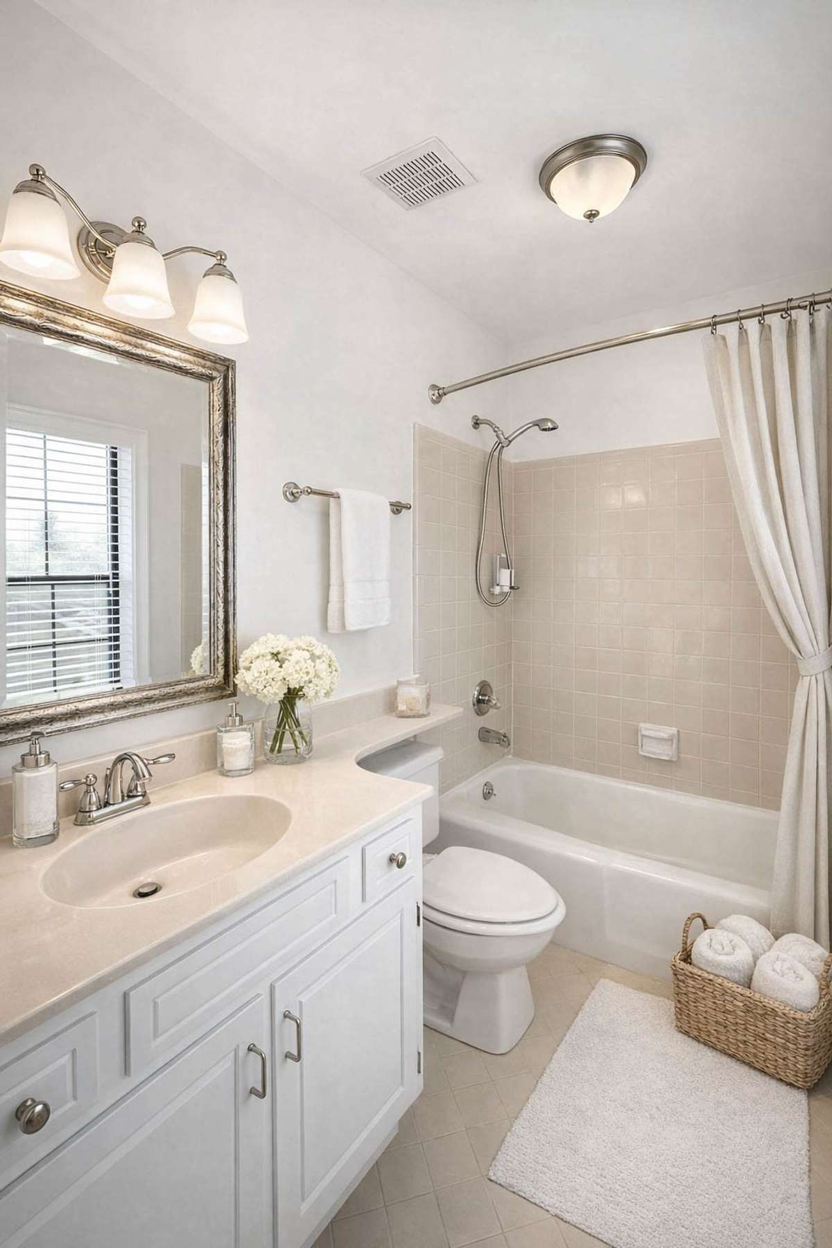 Full bath with custom fixtures and a mirror with direct access from the primary bedroom.