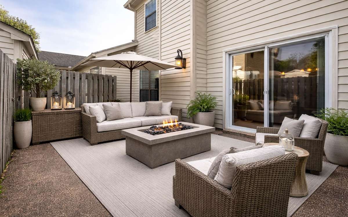 Private and spacious, this courtyard offers many possibilities to make this area truly a special retreat, complemented by a visual illustration of the space.