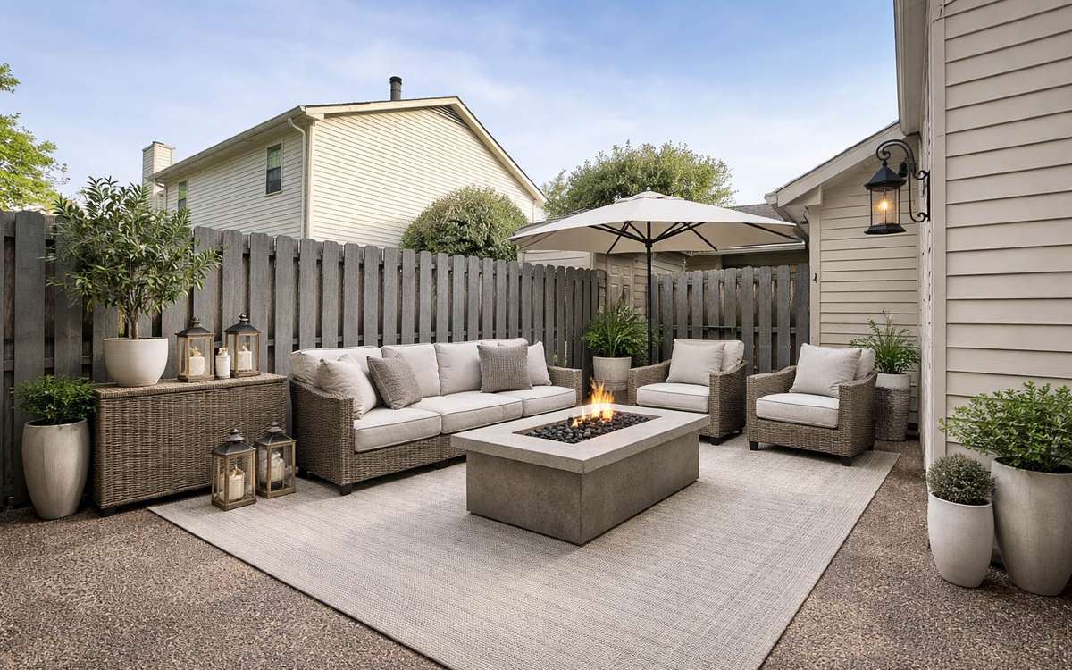 Private and spacious, this courtyard offers many possibilities to make this area truly a special retreat, complemented by a visual illustration of the space.