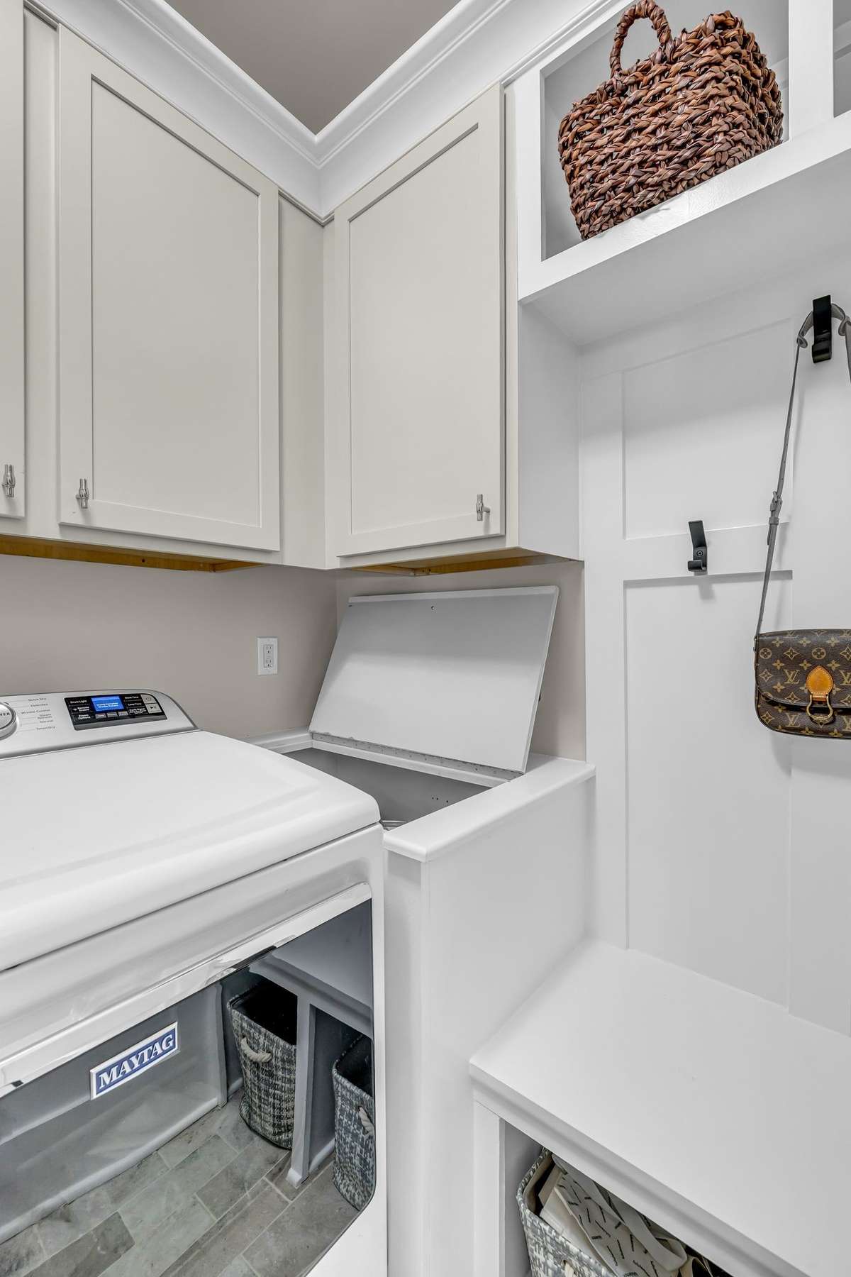 Extra storage area next to dryer