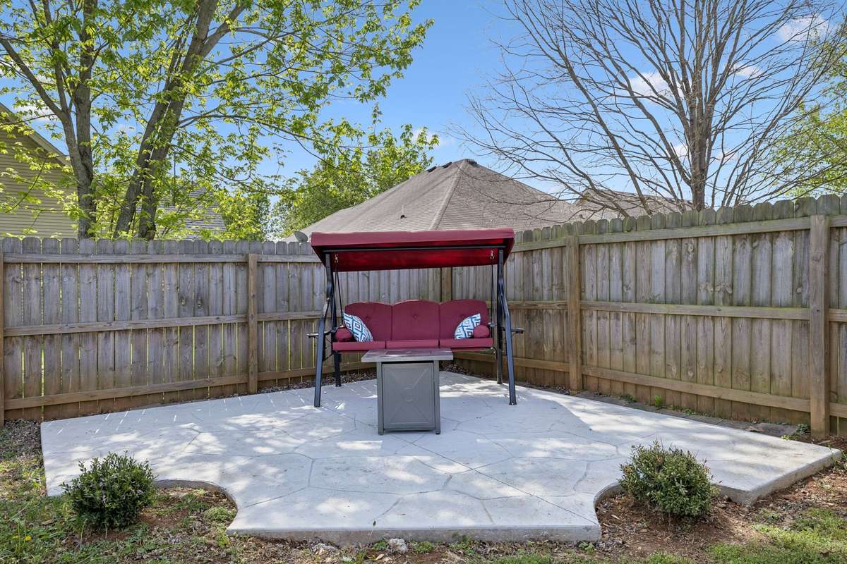 Another backyard benefit is this stamped concrete pad - great for a swing or roasting marshmallows on a summer night! 2739 Oxford Hall Ave. Murfreesboro, TN 37128