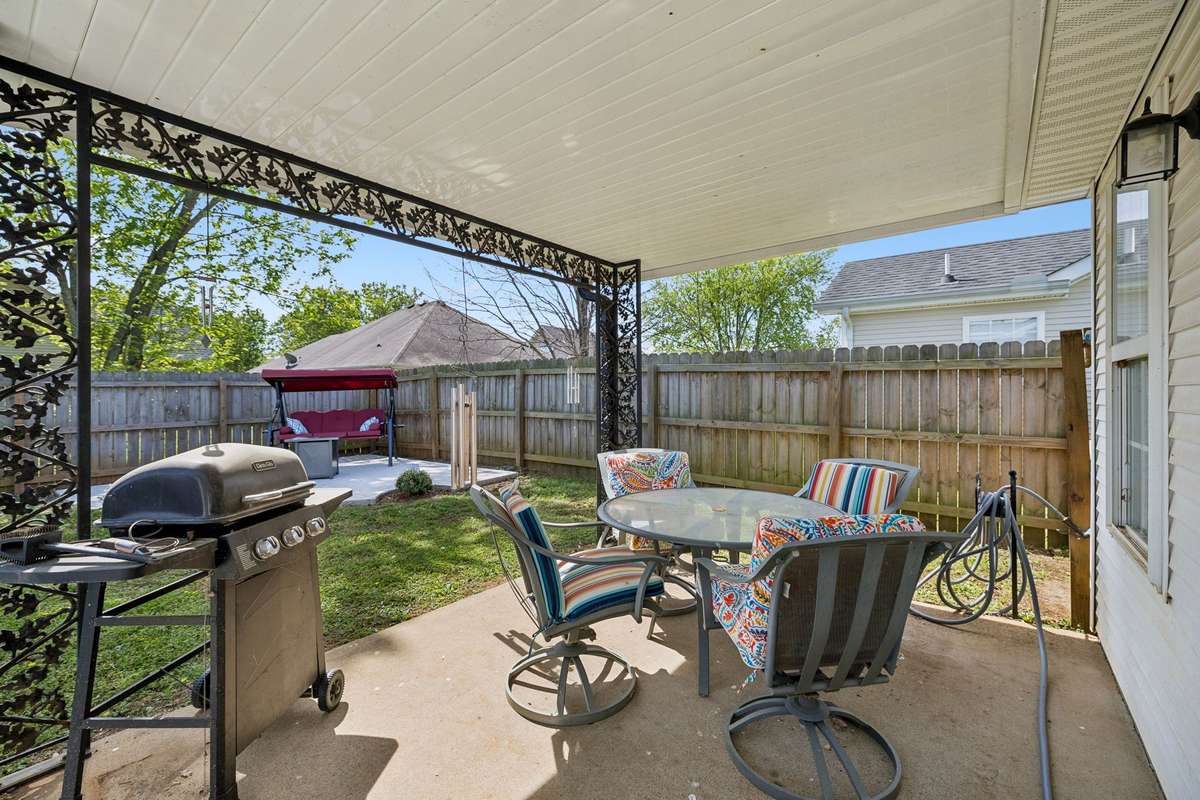 Step outside on your covered back patio - the perfect space for some outdoor relaxing. 2739 Oxford Hall Ave. Murfreesboro, TN 37128