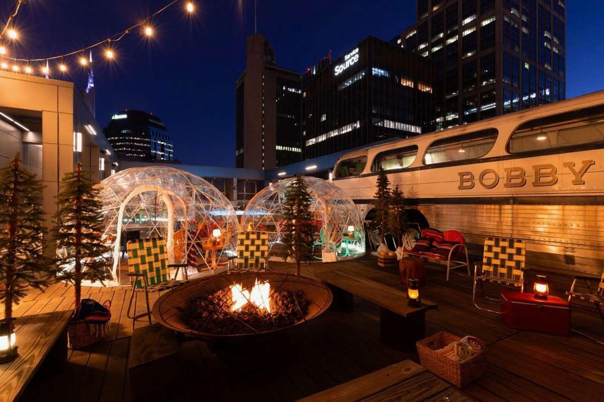 Root top at the Bobby Hotel at Printers Alley