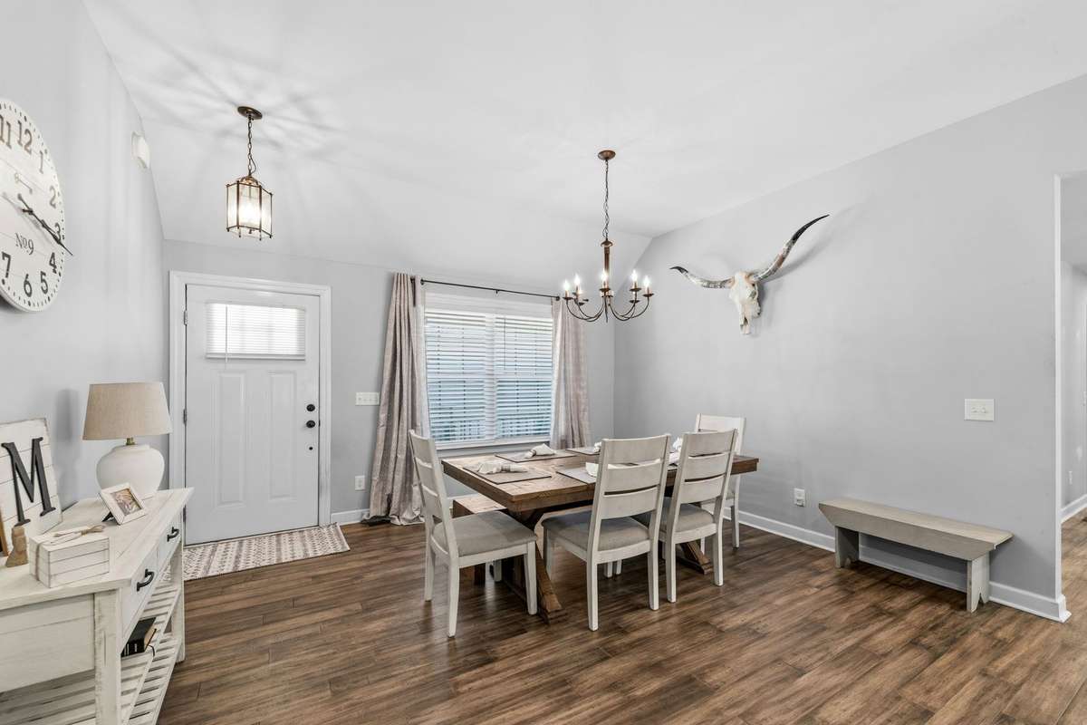 Front door to dining room