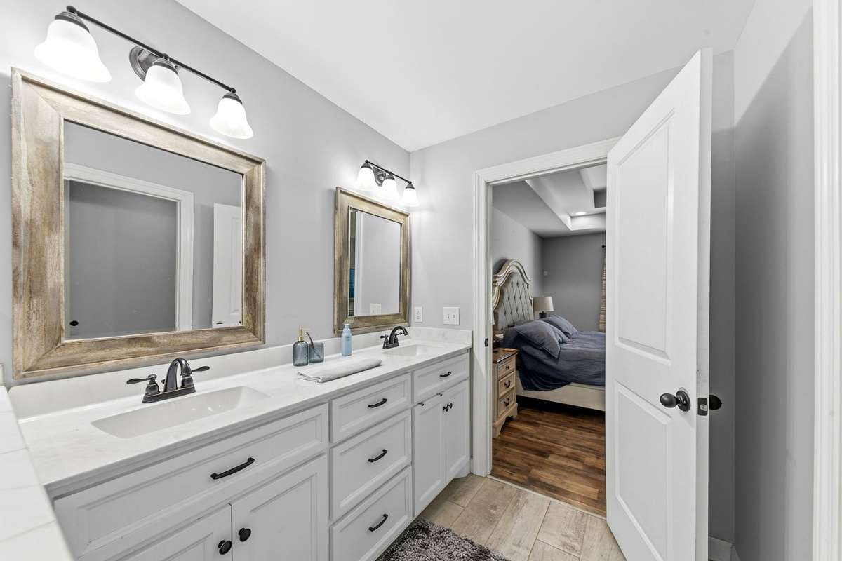 Master bath looking into master bedroom