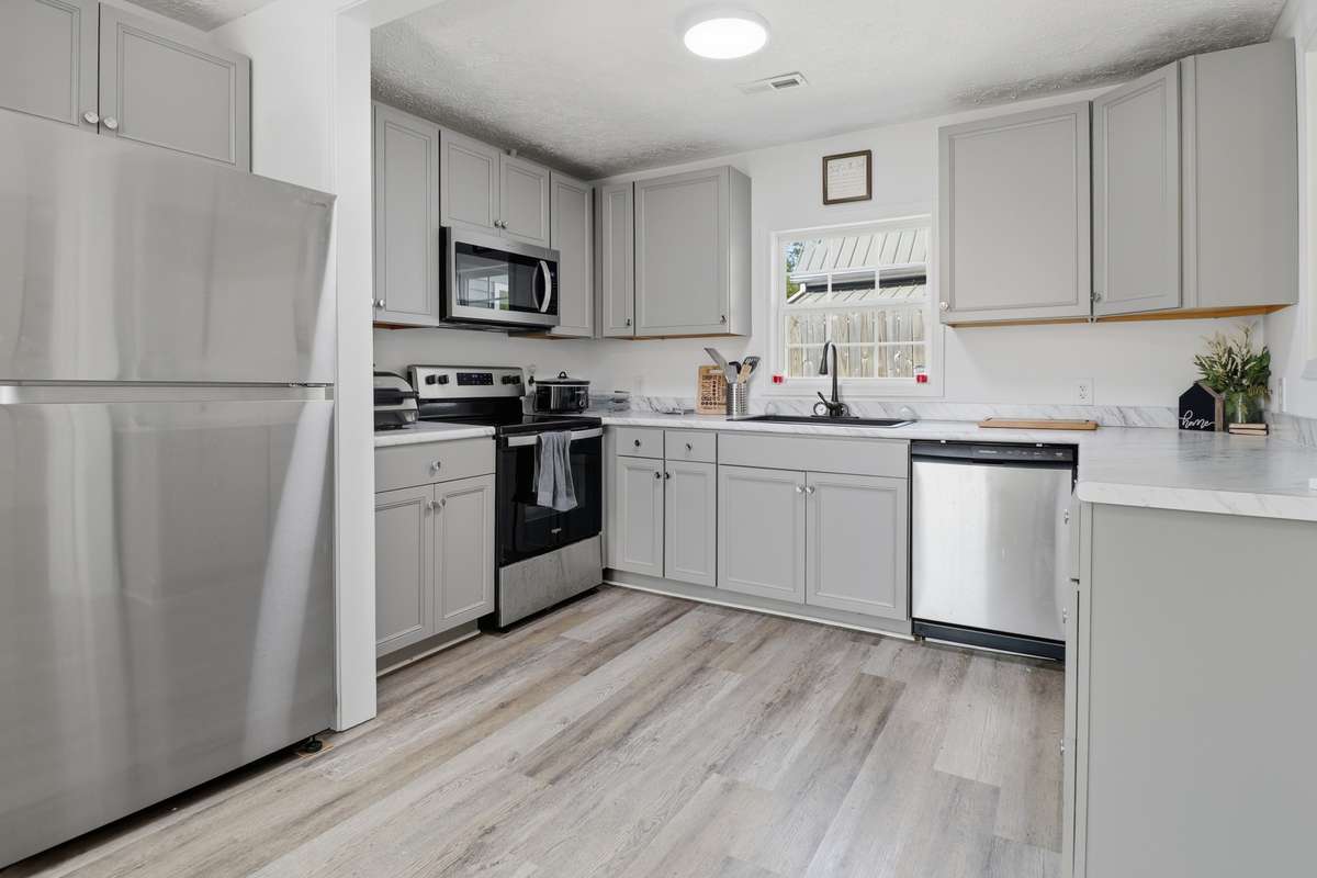 New countertops, new cabinets and new appliances.