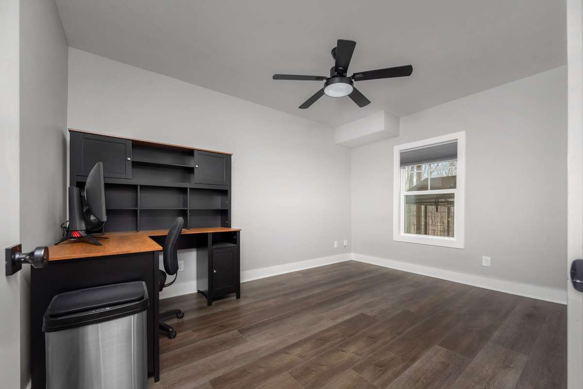 A tucked-away office space downstairs for a little quiet and focus.