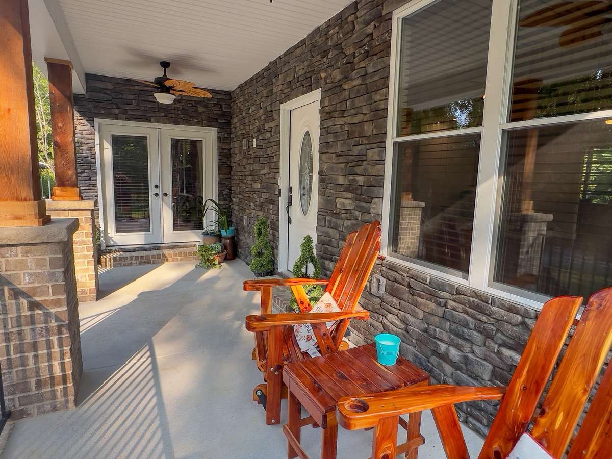 Beautiful Sunsets from your front porch.  Check out that Gorgeous Rock Detail!